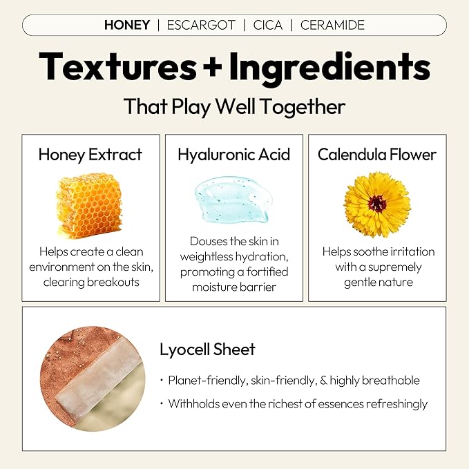 LAPCOS Skin Barrier Repair Sheet Mask Variety Pack – Escargot, Cica, Ceramide, Honey 4 Types of Face Mask Set – Daily Korean Skin Care w/Snail Mucin, Centella Asiatica & Niacinamide (12 ea)-BrightBean Baby