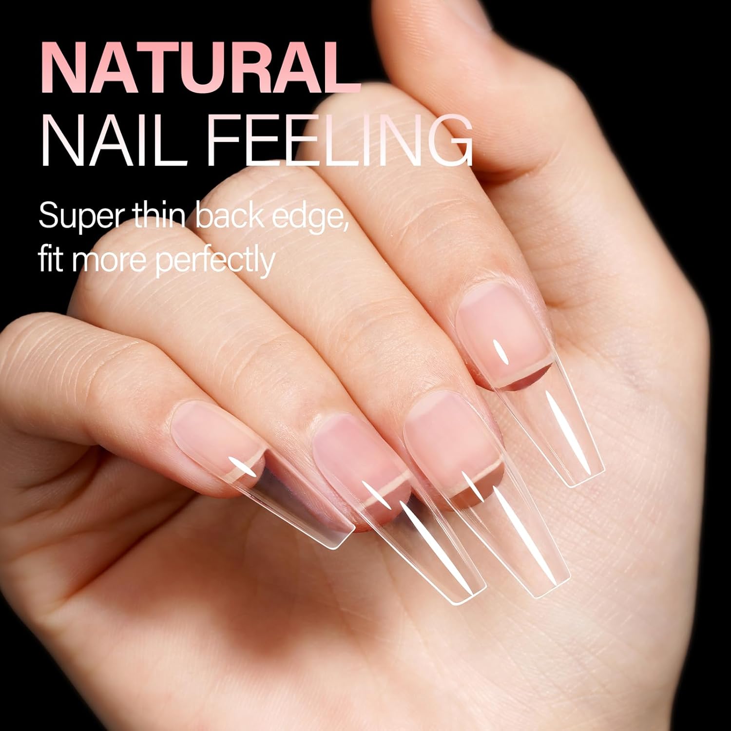 AILLSA Long Coffin Nail Tips Half Matte Full Cover Nails Tips Clear Acrylic Pre-Shaped Tips Flase Press on Nail Tips for Extentions Nails Manicure Salon DIY 216PCS 12 Sizes-BrightBean Baby