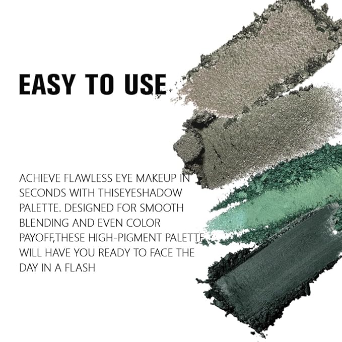 4 Colors Matcha Green Eye Shadow Powder Palette Makeup, Highly Pigmented Waterproof Matte Shimmer Quad Eyeshadow Palette for Women, paleta de sombras de ojos, Blendable, Vegan 12-BrightBean Baby