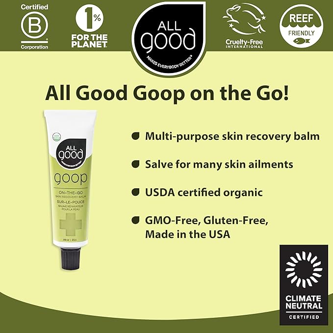 All Good Goop on the Go - Chafing Cream, Dry Skin Salve, Cracking Lip Moisturizer - Soothes, Hydrates & Calms - Travel Size Recovery Balm 1oz-BrightBean Baby