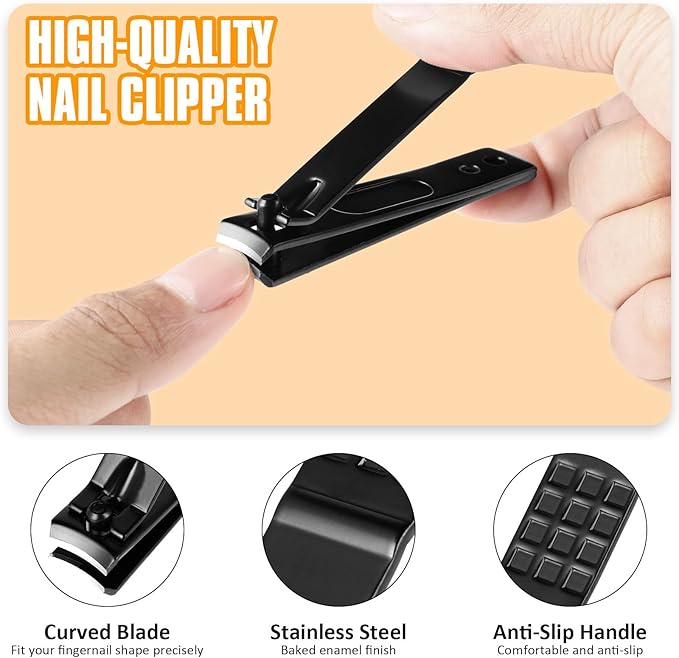 Yougai Tweezers Set,9 Pcs Professional Stainless Steel Nail Clippers and Tweezer Kit for Women and Men, Great Precision Tweezers No Gaps with Leather Travel Case-BrightBean Baby