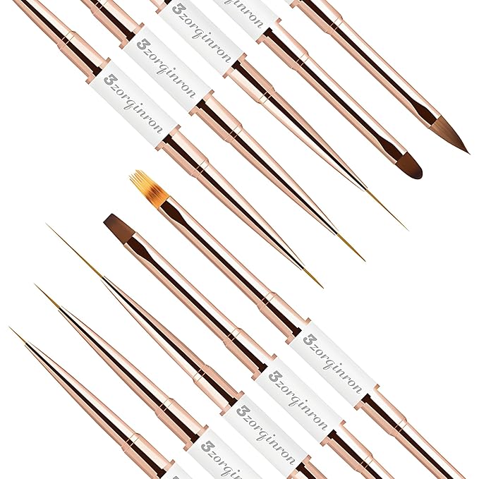 Nail Art Bushes Set, Professional 5Pcs Double-Ended Nail Brush Kit for Details, Long Lines, Ombre & 3D Design-Perfect for DIY Manicures & Salons (White)-BrightBean Baby