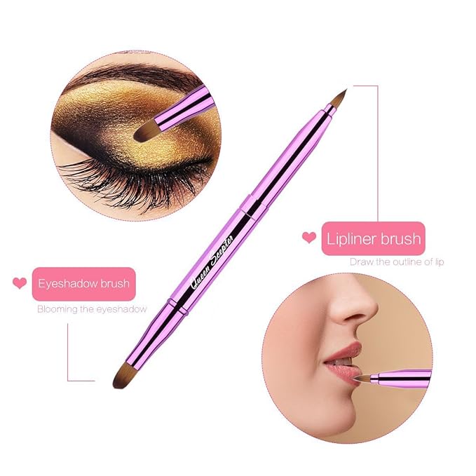 Cosmetic Brushes Lip Eye Double Sided Makeup Brush with Cap for Travel Retractable Lip Brush Eyebrow Brush Concealer Brush For Lipstick Portable Purple-BrightBean Baby