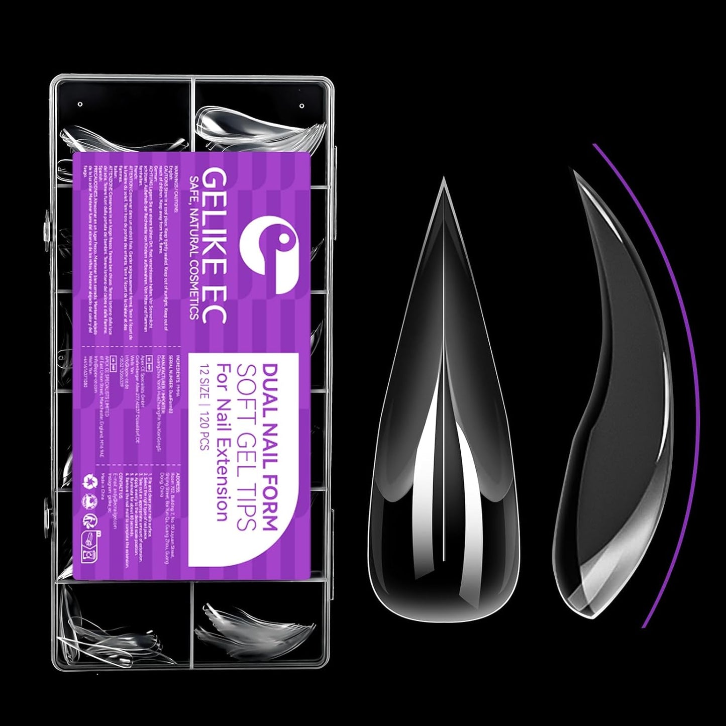 Gelike EC Cat Dual Forms for Extension: 120 Pcs Color Nail Form, 12 Size Nail Forms For Builder, Half Matte Gel Forms For Manicure Art Design Salon Diy-BrightBean Baby