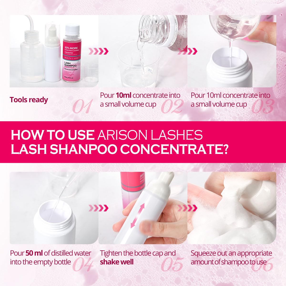 ARISON LASHES Lash Shampoo Concentrate for Lash Extensions 100ML Eyelash Cleanser Concentrate Oil-Free Eyelash Extension Shampoo with Salon Home Care(Rose)-BrightBean Baby