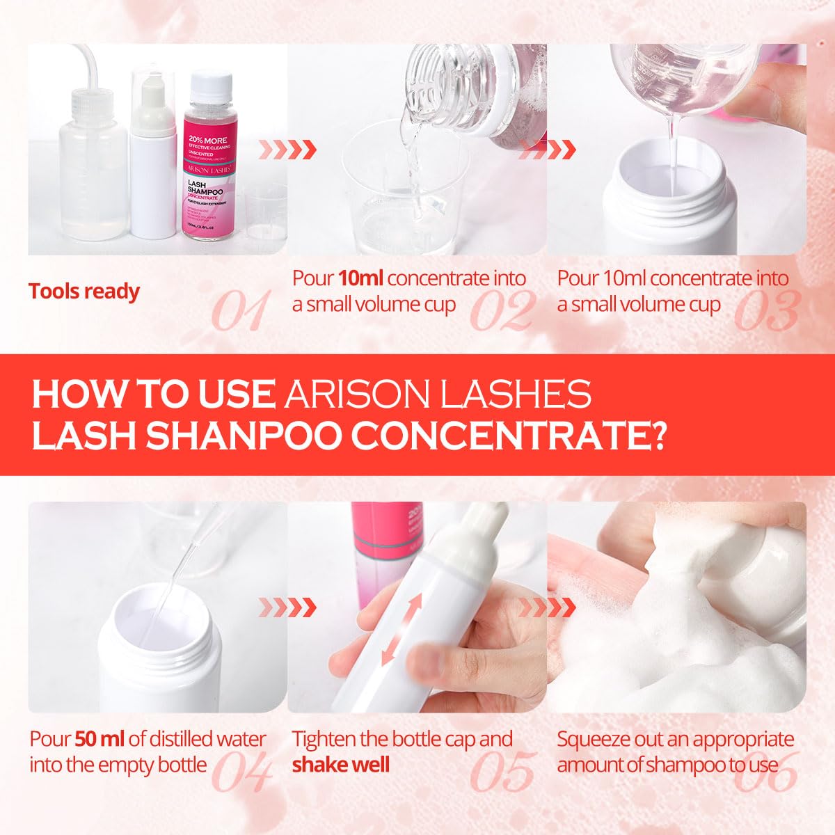 ARISON LASHES Lash Shampoo Concentrate for Lash Extensions 100ML Eyelash Cleanser Concentrate Oil-Free Eyelash Extension Shampoo with Salon Home Care(Peach)-BrightBean Baby