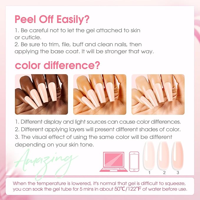 ROSALIND 14 Colors Poly Nail Gel Kit with Mini Nail Lamp Pink Brown Poly Nails Gel Kit Starter Kit With Slip Solution Kit Pink Extensions Gelfor Nail Manicure Beginner-BrightBean Baby