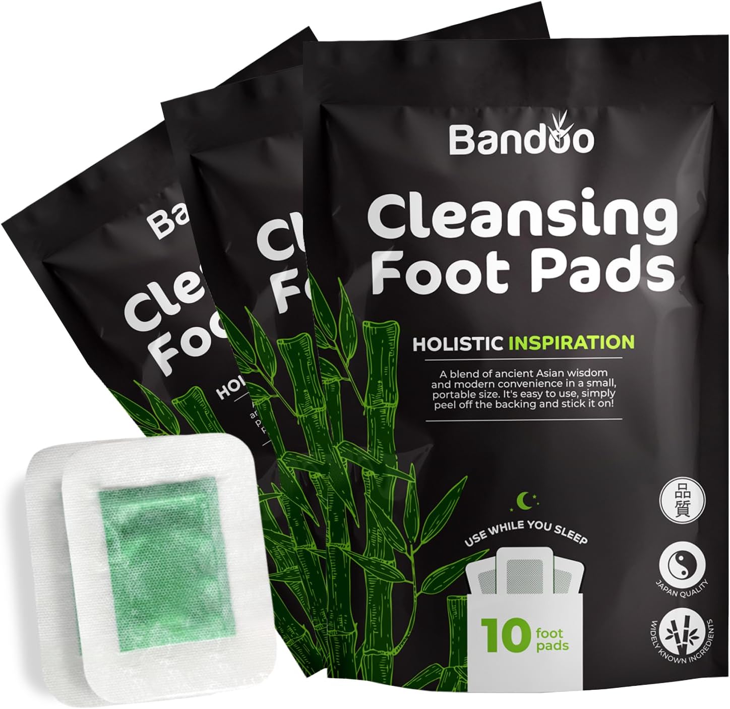 Bandoo Foot Pads | Original | Rana Pads | Premium Natural Bamboo Vinegar Foot Care Pads | Japanese Foot Pads | 30 Pads-BrightBean Baby