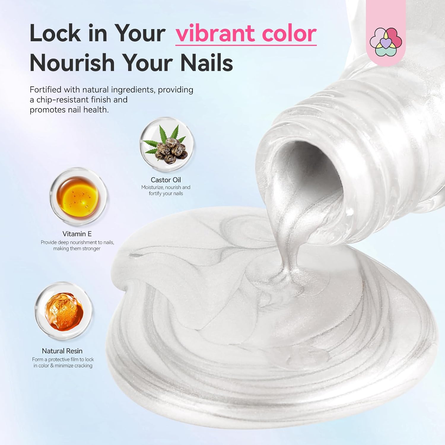 SAVILAND Color Artistry Pearl White Nail Polish - 7 Days Shimmer Aurora Finish Fingernail Polish, Ultra Quick -Dry & Long-Lasting Glossy Toe Nail Lacquer for Salon Manicures & Pedicures DIY Nail Art-BrightBean Baby