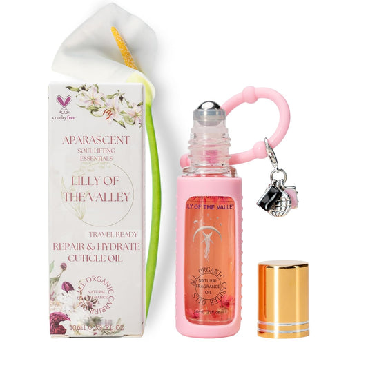 Lilly of The Valley Organic Nail Cuticle Oil Pen with Jojoba, Coconut MCT, and Rosehip for Nail Hydration, Growth & Strength, Travel Size Keychain(0.34 Fl Oz)-BrightBean Baby