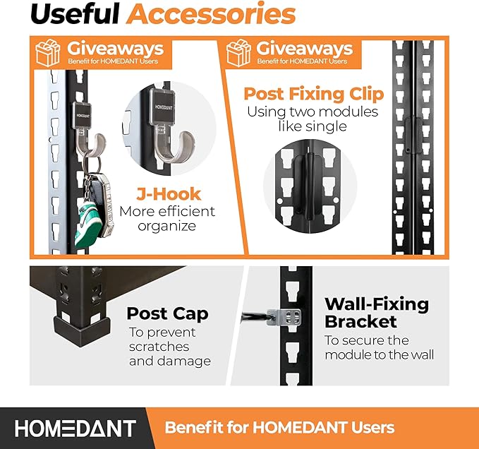 HOMEDANT 28" W x 12.3" D x 59.5" H 5-Tier Boltless Metal Shelving Unit Adjustable Garage Storage Utility Rack Heavy Duty Shelves Organization Shelf Warehouse Kitchen Living Room Pantry 10Pack
