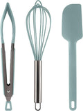 COOK WITH COLOR Stainless Steel Silicone Tipped Kitchen & BBQ Tongs Set, 3 Pc Utensils, Green