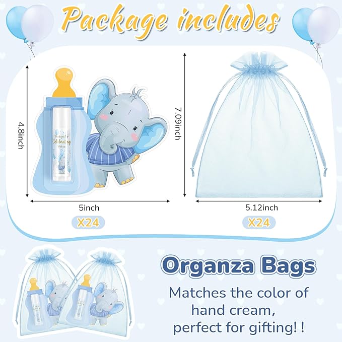 24 Set Baby Shower Lip Balm Bulk Baby Shower Party Favors Baby Shower Gifts for Guests Elephant Themed Decorations Natural Flavored Lip Moisturizer Lip Care Products for Girls Women Kids-BrightBean Baby