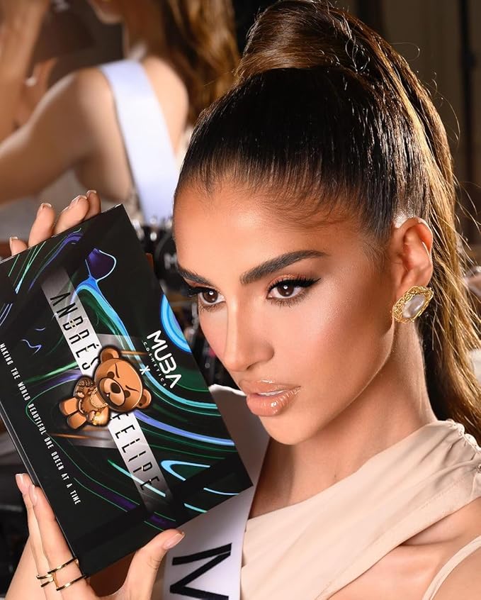 MUBA COSMETICS Andrés Felipe All in One Makeup Palette - Face Makeup Set with 12-Color Matte & Shimmer Eyeshadow Palette with Face Highlighter, Makeup Blush, Contour Powder-BrightBean Baby