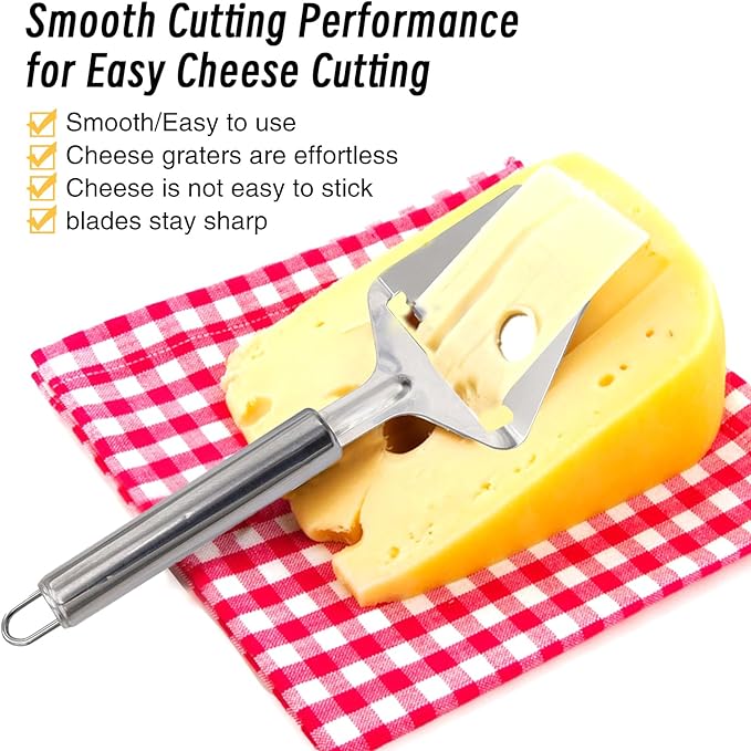 2Pcs Cheese Slicer Handheld, Small Stainless Steel Silver Cheese Peeler Planer Cutter Tools for Block Butter Squares for Kitchen Cooking