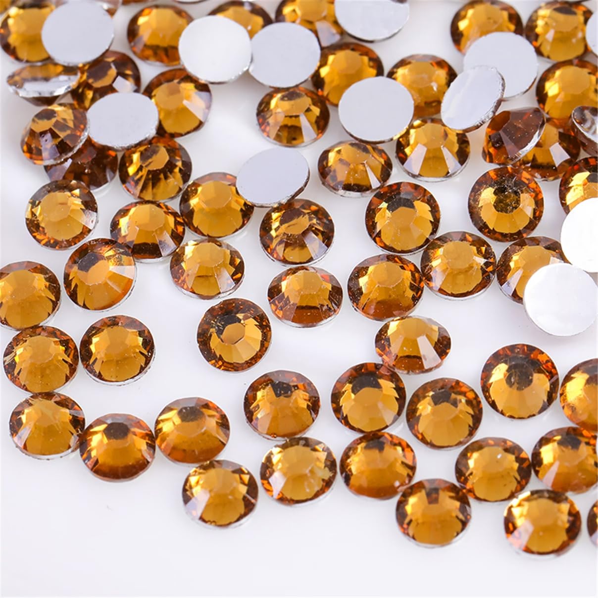 1500 Pieces SS16 4mm Flatback Rhinestones Clear Glass Round Gems Crystals for Nail Art DIY Crafts Clothes Shoes Bags （Yellow Coffee）-BrightBean Baby