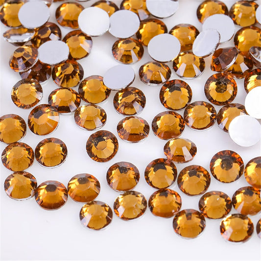 1500 Pieces SS16 4mm Flatback Rhinestones Clear Glass Round Gems Crystals for Nail Art DIY Crafts Clothes Shoes Bags （Yellow Coffee）-BrightBean Baby