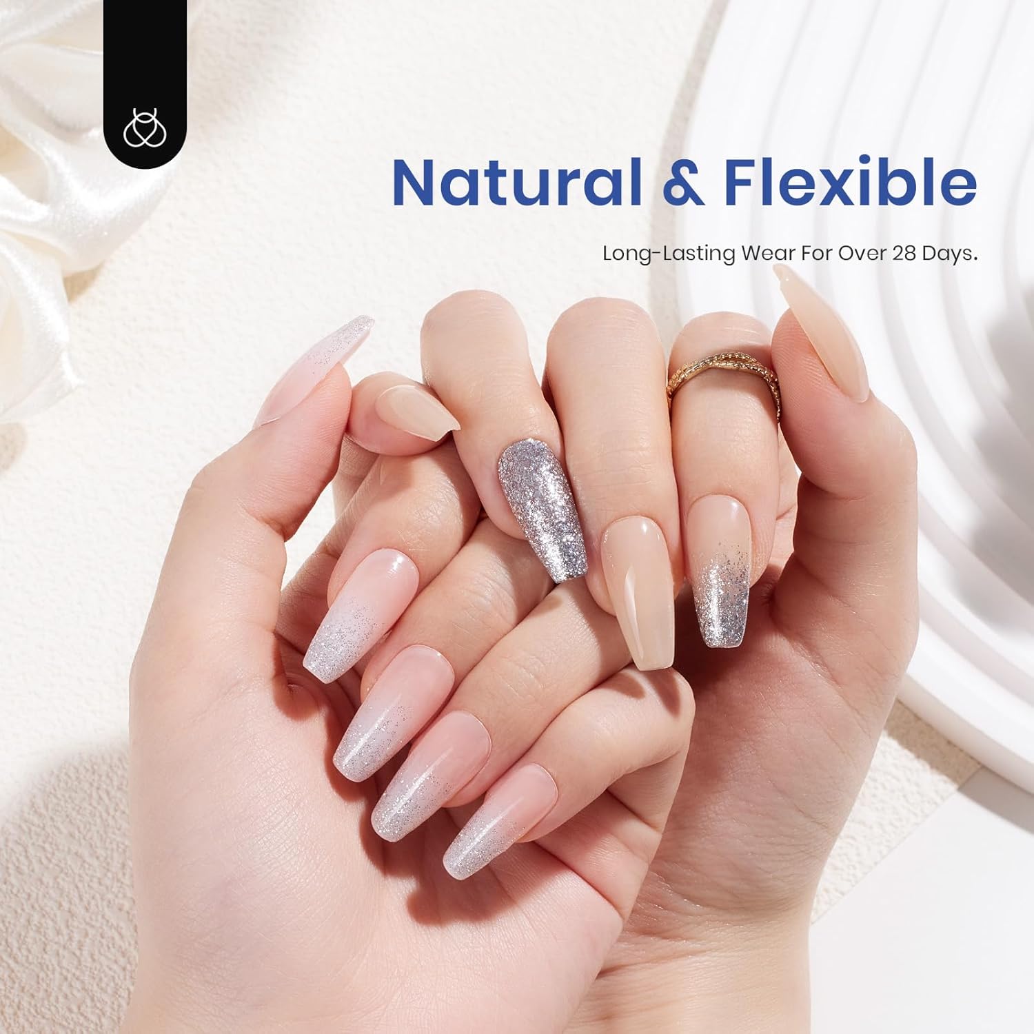 Beetles Gel Nail Kit Easy Nail Extension Set With Etch X Nail Tips 504Pcs Half Matte Medium Coffin Shaped Tips 5 in 1 Nail Glue Base Gel and Innovative Led Lamp Diy Art at Home Nail Kit-BrightBean Baby