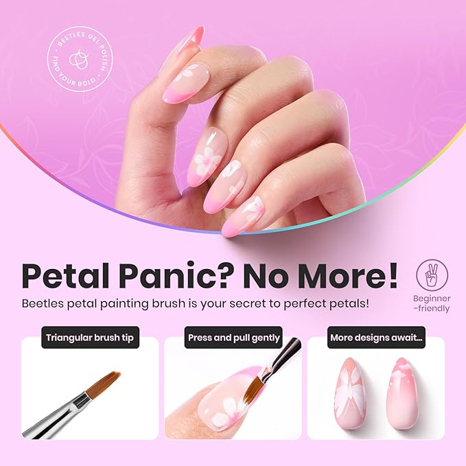 Beetles Nail Art Brushes, 6pcs Nail Art Tool Set, Nail Double-headed Dotting Tools, Striping Nail Art Brushes for Long/Short Lines, Nail Drawing Pen with Nail Brush Holder&Palette For Nail Design-BrightBean Baby