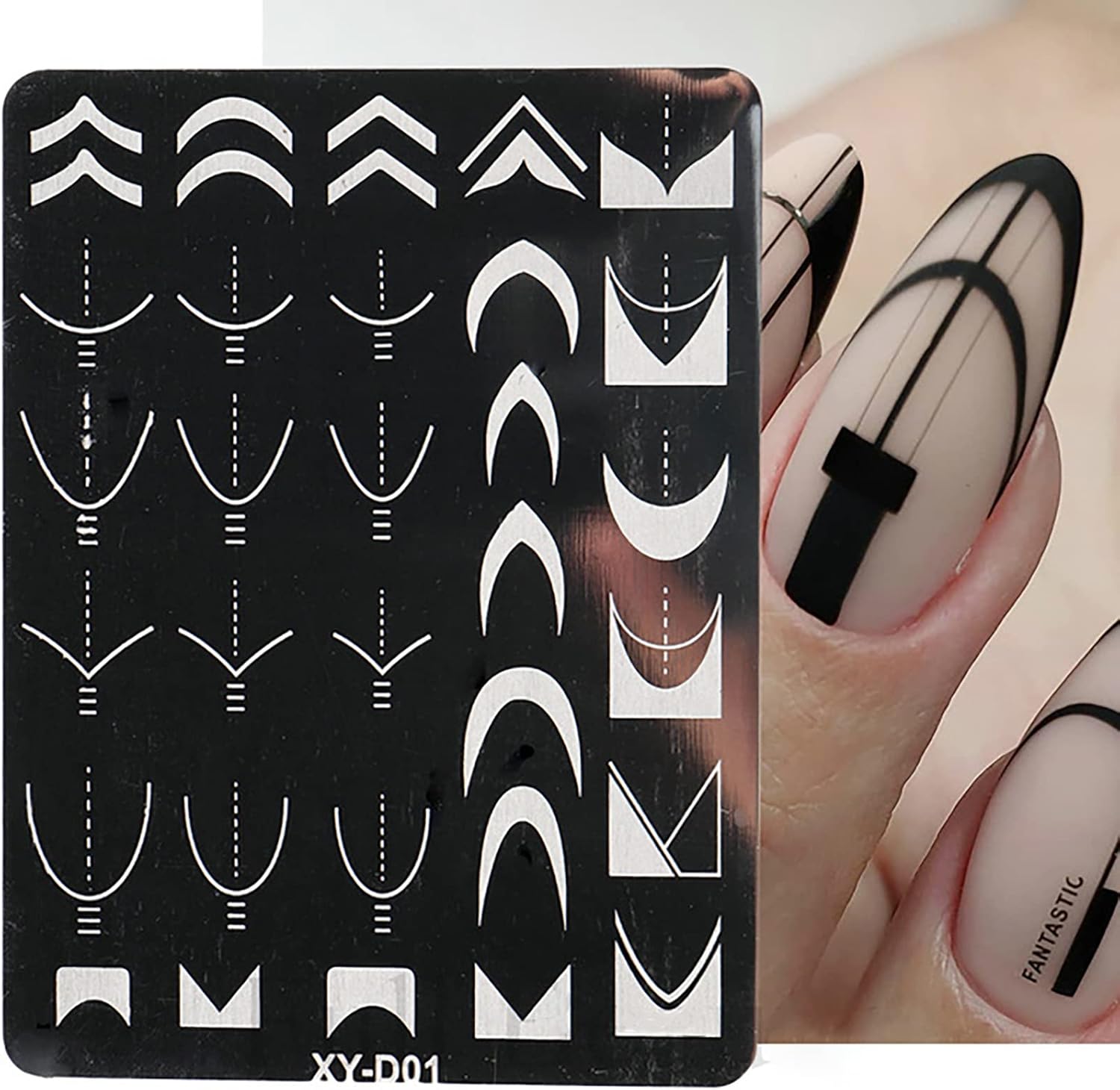 6Pcs Nail Art Stamping Templates Set with French Line Flowers Leaves Smiley Heart Design Art Stamping Kits DIY Printing Tools Fashion Art Decoration for Women and Girls-BrightBean Baby