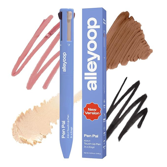 Alleyoop Pen Pal 4-in-1 Makeup Pen - Comes with Eyeliner, Highlighter, Lip Liner, and Eyebrow Pencil - Touch Up On the Go - Cruelty-Free, Vegan (In A Rouge (Light))-BrightBean Baby