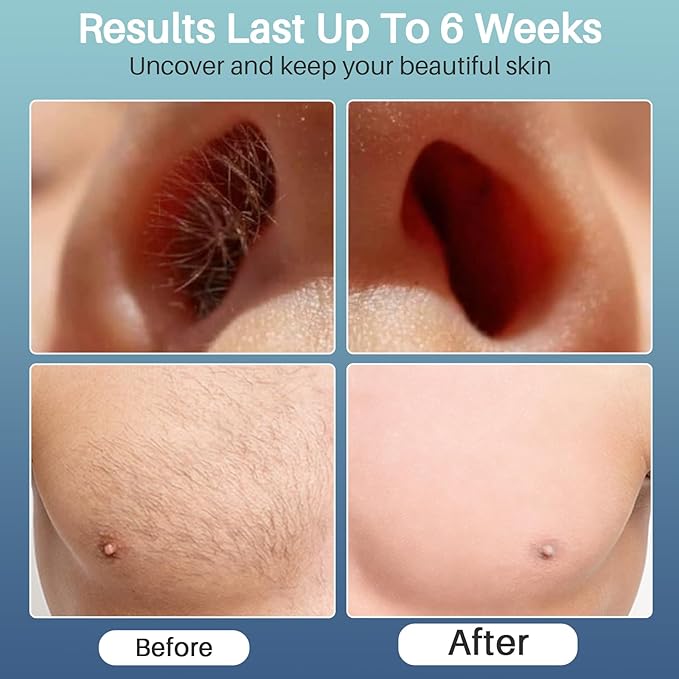 BLITZWAX Back and Nose Waxing Kit for Men, Hard Wax Warmer for Brazilian, Body and Face, At Home Hair Removal Kit, Beginner Friendly, Quick Heating, 93 Accessories, Blue Waves-BrightBean Baby