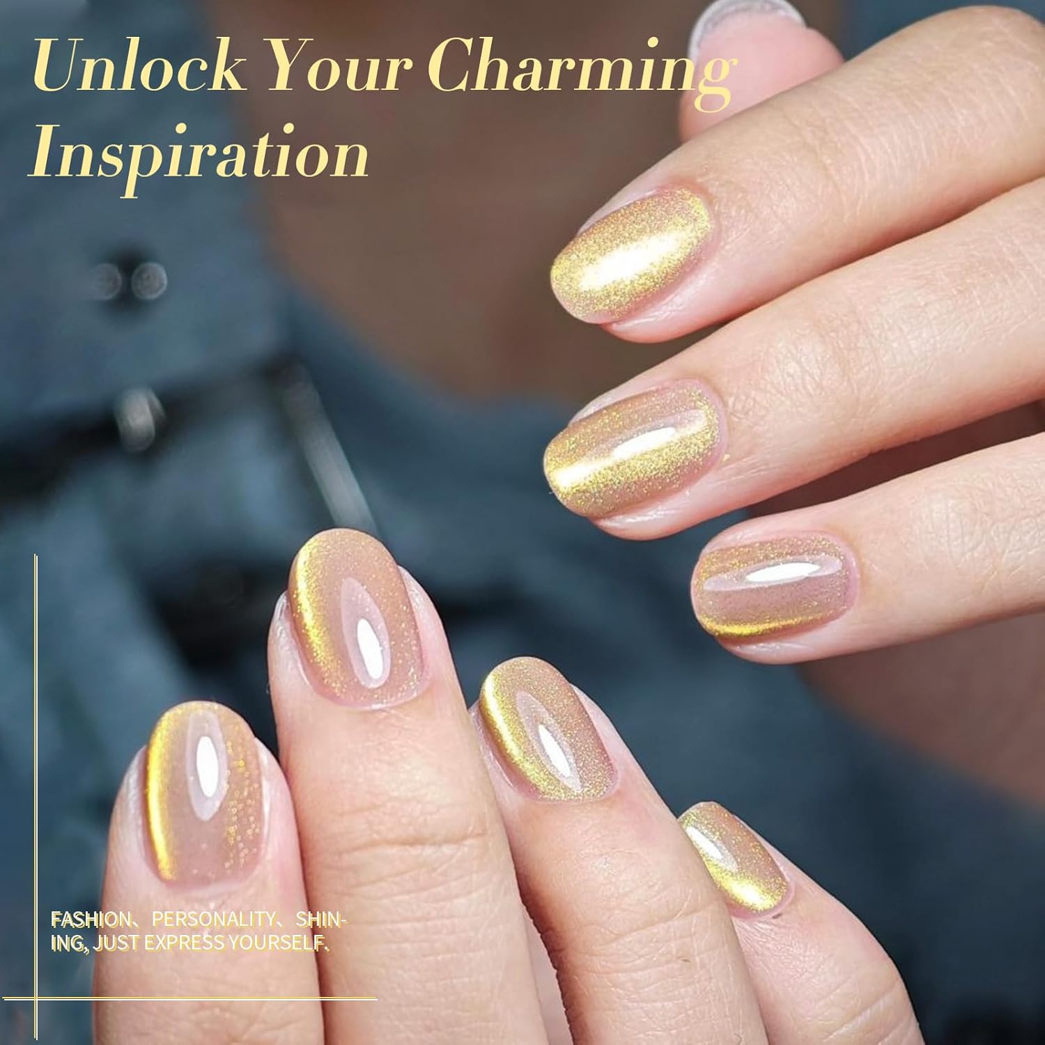 BORN PRETTY Cat Magnetic Eye Gel Nail Polish, Golden Ribbon Cat Magnetic Gel Nail Polish Magnetic Nail Polish for Nail Art Manicure Salon DIY at Home 15ML-BrightBean Baby