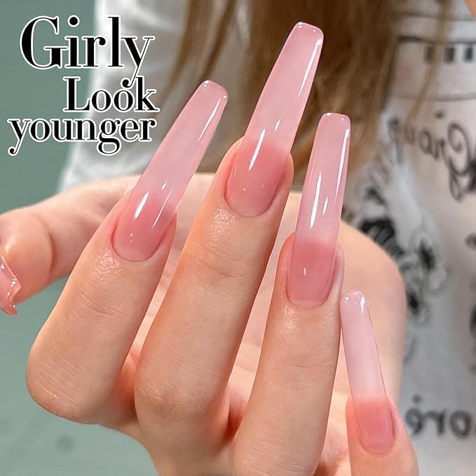 Double Rhythm 0.5Oz Translucent Gel Polish Sheer Neutral Natural Light Milky Same Color Same Bottle 15ML Jelly Gel Polish Art DIY at Home (Milky Pink-A1401)-BrightBean Baby