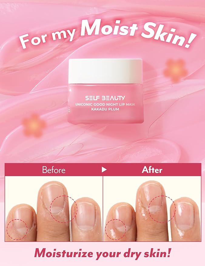 SelfBeauty Lip Mask - Kakadu Plum, Vegan Lip Balm, Daily Lip Moisturizer, Overnight Hydrating Lip Treatment with Vitamin C, Lip Scrub Exfoliator Intensive Lip Repair, 0.51fl.oz-BrightBean Baby