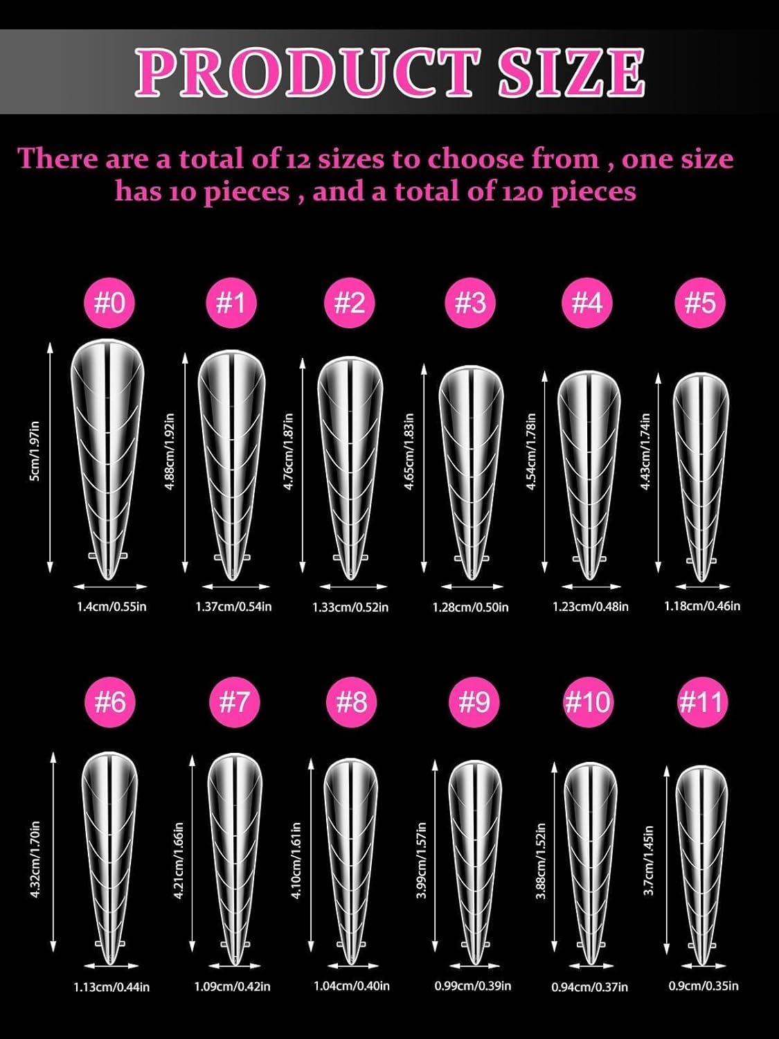 EBANKU Dual Nail Forms for Poly Extension Gel 120 PCS Structure Poly Nail Gel Stiletto Nail Tips for Builder Gel Solid Nail Gel Glue Nail Art Design Salon&DIY-BrightBean Baby