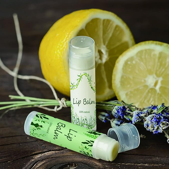 CRASPIRE Lip Balm Labels 80pcs Homemade Lip Balm Labels 2” Clear Lip Balm Labels for Tubes Printable Waterproof Lip Balm Stickers Labels for Lip Balm Handcream Candle Container（Leaves-White Green）-BrightBean Baby