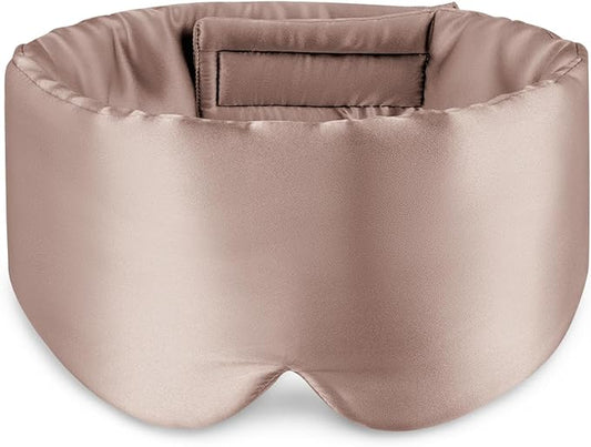 Zenssia 100% Mulberry Silk Sleep Mask Eye Mask for Man and Woman with Adjustable Headband, Full Size Large Sleep Mask & Blindfold for Total Blackout for All Night Sleep, Travel & Nap-Taupe-BrightBean Baby