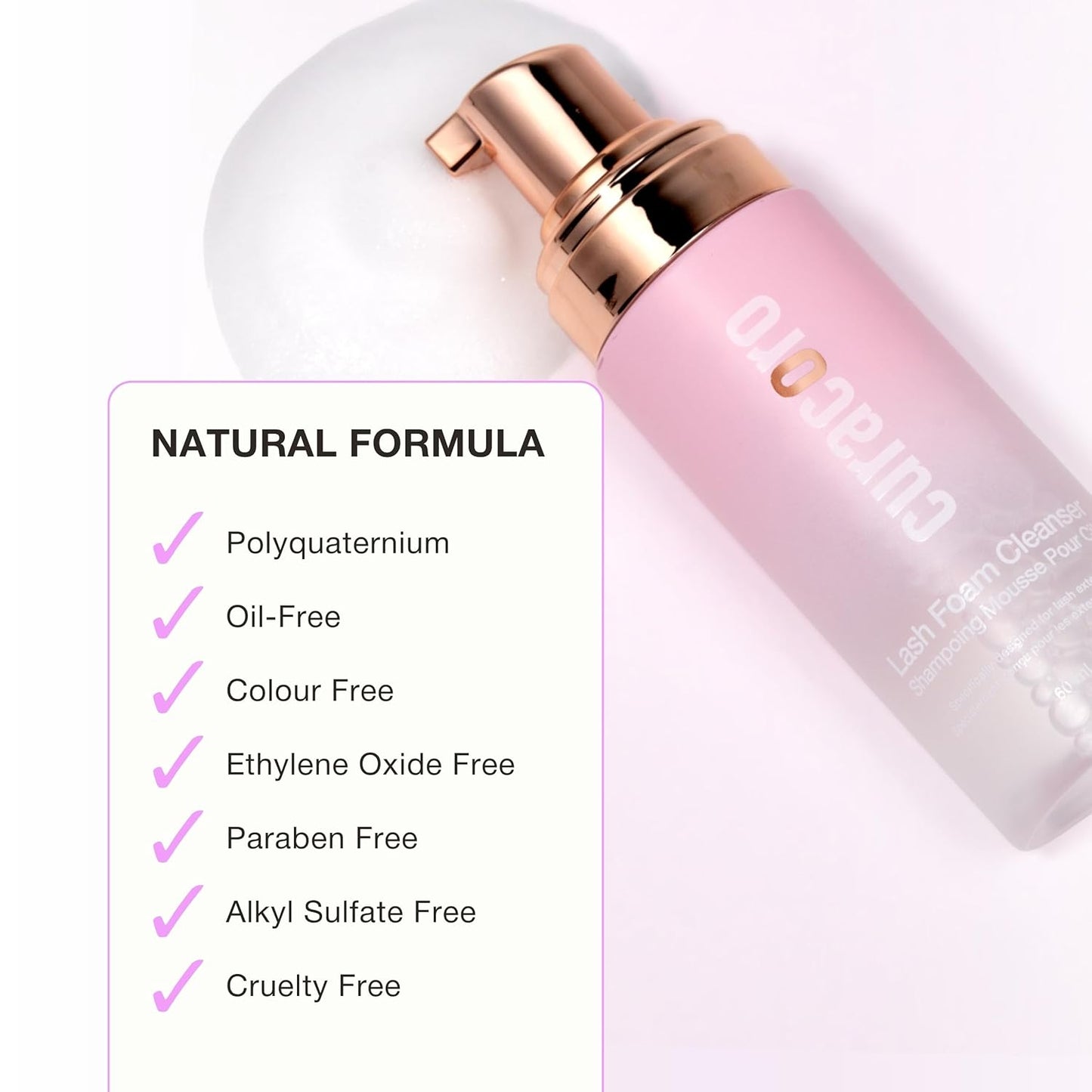 CURACORO 60ML Eyelash Extension Cleanser (Rose Scented) - Lash Shampoo for Lash Extensions, Eyelash Extension Foam Cleanser for Sensitive Skin, Removes Waterproof Makeup for Professional & Home Use-BrightBean Baby