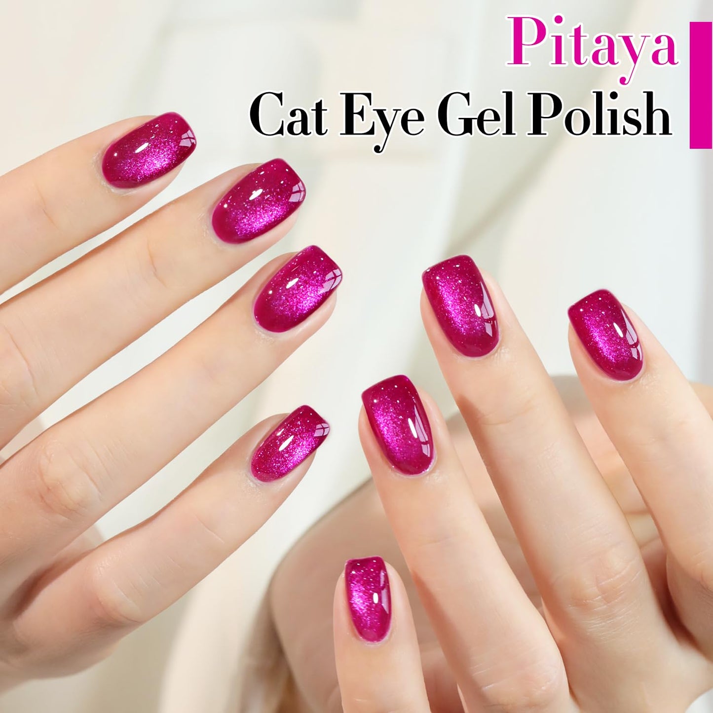 Double Rhythm 15ML Ice Glass Cat Eye Gel Polish with Magnet Holographic Glitter Shimmer Translucent Sheer Color Salon Soak Off Magnetic at Home (Pitaya Purple-MC1072)-BrightBean Baby