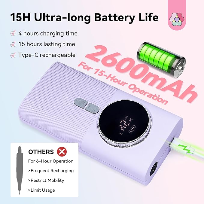 SAVILAND 45000RPM Electric Nail Drill Professional: Unique Coreless Nail File Last 15H Long Battery Life |Cordless Nail Drill for Quick Acrylic Nail Removal Ultra Quiet Salon Use Manicure Pedicure-BrightBean Baby