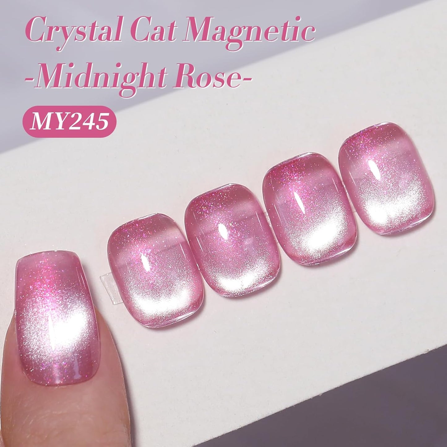 BORN PRETTY Cat Magnetic Eye Gel Nail Polish, Pink Glitter Cat Magnetic Gel Nail Polish, Midnight Rose Magnetic Nail Polish for Nail Art Manicure Salon DIY at Home 15ML-BrightBean Baby