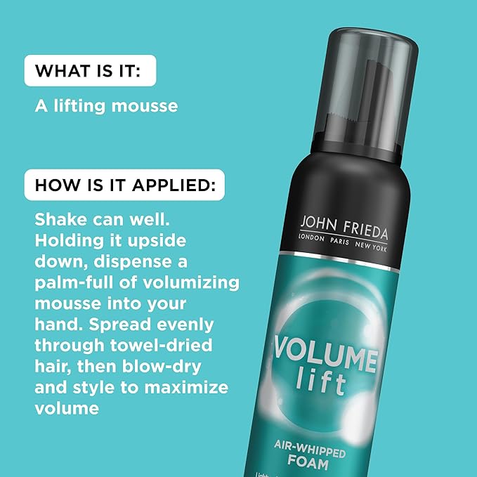 John Frieda Volume Lift Air Whipped Foam, Volumizing Hair Mousse with Air-Silk Technology for Fine or Flat Hair, Adds Lasting Body and Fullness with flexibile Hold, 7.5 Oz-BrightBean Baby