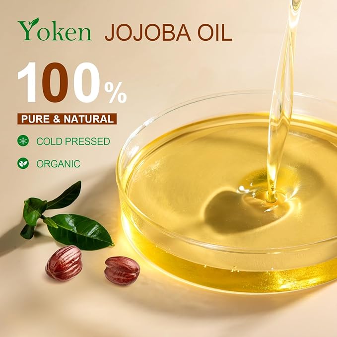 Yoken 1 Gallon Jojoba Oil EWG Verified - 100% Pure Jojoba Oils Bulk Cold Pressed Unrefined Hexane Free Virgin Golden jojoba Carrier Oil for Hair Skin Massage DIY Natural Body Moisturizer-BrightBean Baby