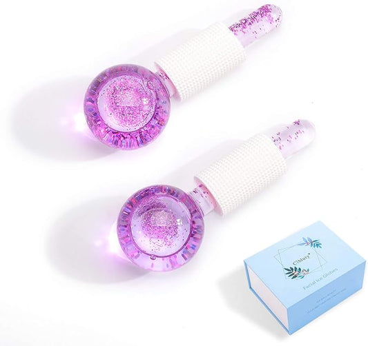 ICE Beauty Balls for Facial, 2PCS Purple Facial Roller for Cold Facial Massage Face Roller Balls with Anti-Freeze Liquid to Reduce Puffiness, Pores, Wrinkles…-BrightBean Baby