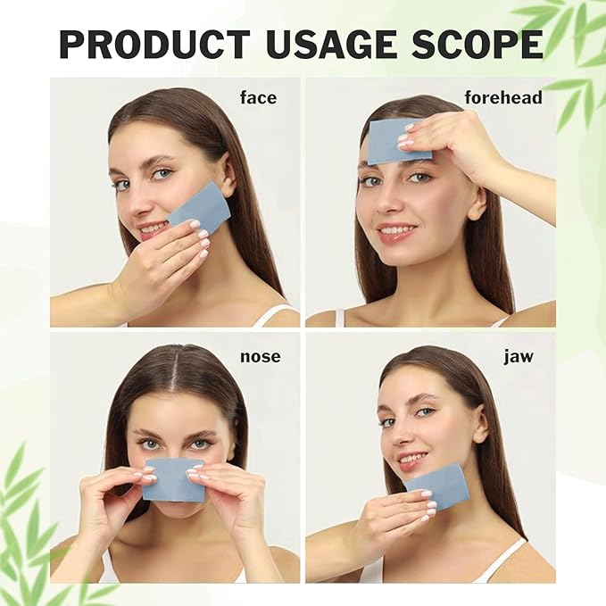 Natural Bamboo Charcoal Oil Absorbing Tissues - 4pk/400 Oil Blotting Sheets For Face, Oil Control Film, Oil Absorbing Sheets, Makeup Friendly-BrightBean Baby