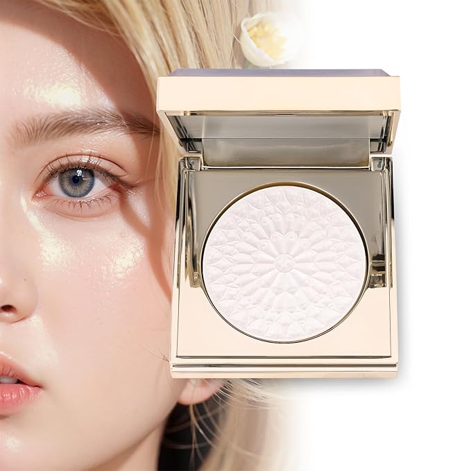 Face Highlighters Exquisite 3D Texture Luminizers Palette, Shiny Holographic Contour Makeup Illuminator Highly Pigment for Body Cheek Eyebrow Nose Chin Lip Glossy Shimmer Contouring Palette-BrightBean Baby