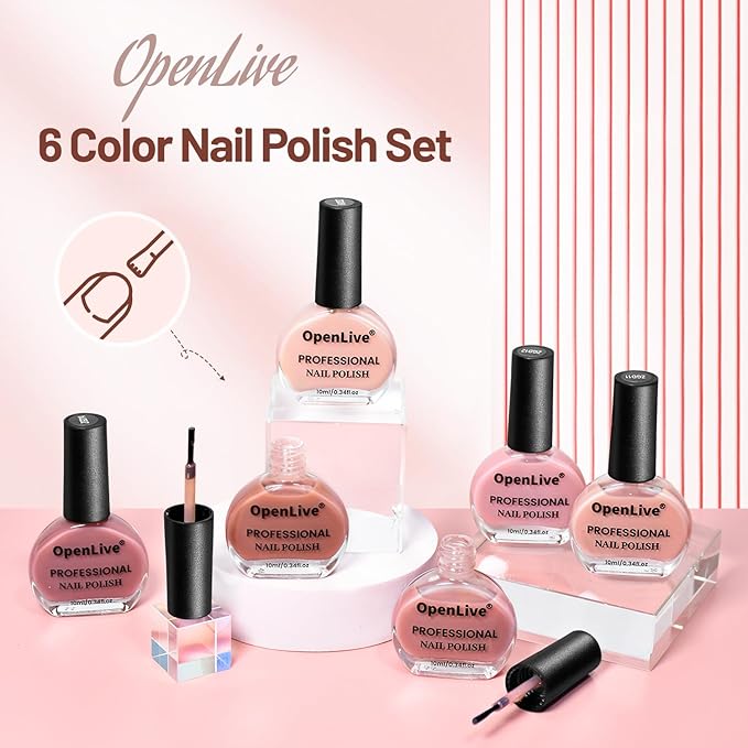 Jelly Nail Polish Set 6 Colors Nude Pink Pale Purple Jelly Quick Dry Nail Polish Set for Nail Art Manicure DIY Salon-BrightBean Baby