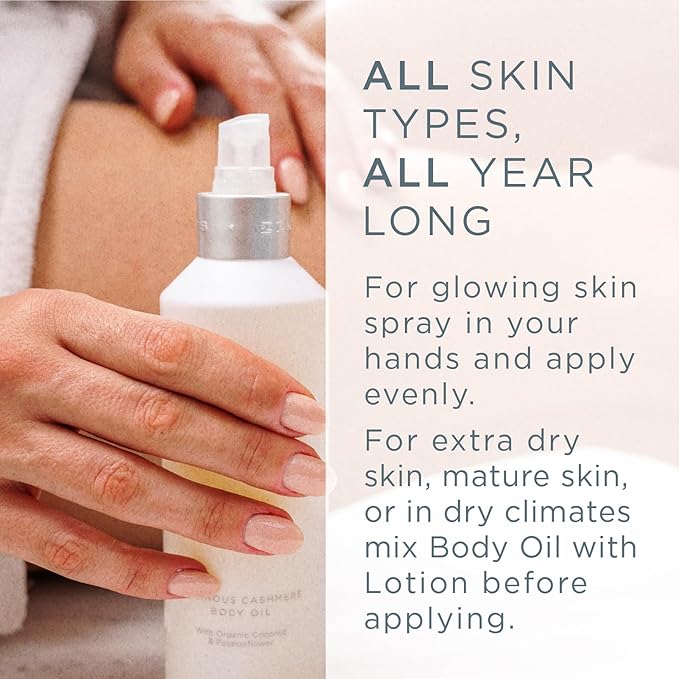 Zents Luminous Cashmere Body Oil (Fresh Fragrance) | Moisturizing Body Oil with Vitamin E & Organic Coconut Oil | Softens & Smooths Skin | 8 fl oz-BrightBean Baby