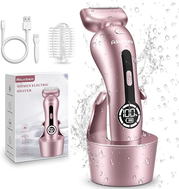 Electric Shaver for Women for Legs Bikini Trimmer Electric Razors for Women Underarm Public Hairs Rechargeable Womens Shaver Wet Dry Use Painless Cordless with Detachable Head (Pink)-BrightBean Baby