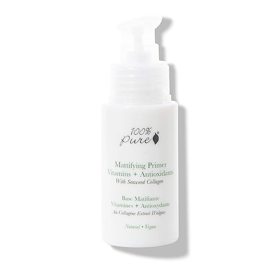100% PURE Mattifying Face Primer Plumping Makeup Base & Moisturizer with Anti-Aging Seaweed Collagen - Long-Lasting Matte Pore Diminishing Cosmetics Prep, Flawless Smooth Skin Hydration - 1 oz-BrightBean Baby