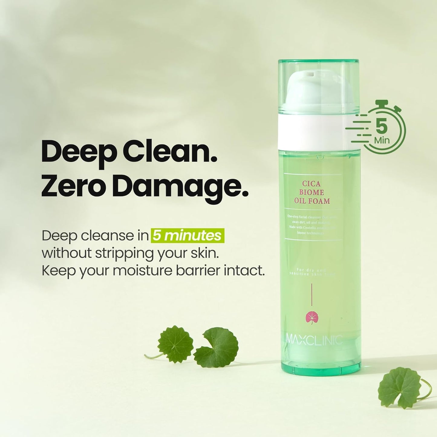 [K-Beauty] Cica Biome Oil to Foam - All-in-One Korean Face Wash OilBased Foaming Facial Cleanser - Deeply Hydrating & Moisturizing Makeup Deep Cleansing Oil for Sensitive Skin (3.88 fl oz)-BrightBean Baby