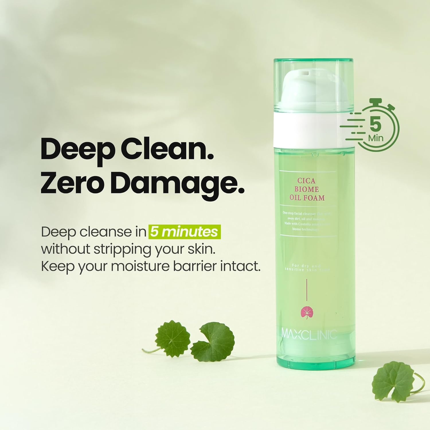 [K-Beauty] Cica Biome Oil to Foam - All-in-One Korean Face Wash OilBased Foaming Facial Cleanser - Deeply Hydrating & Moisturizing Makeup Deep Cleansing Oil for Sensitive Skin (3.88 fl oz)-BrightBean Baby