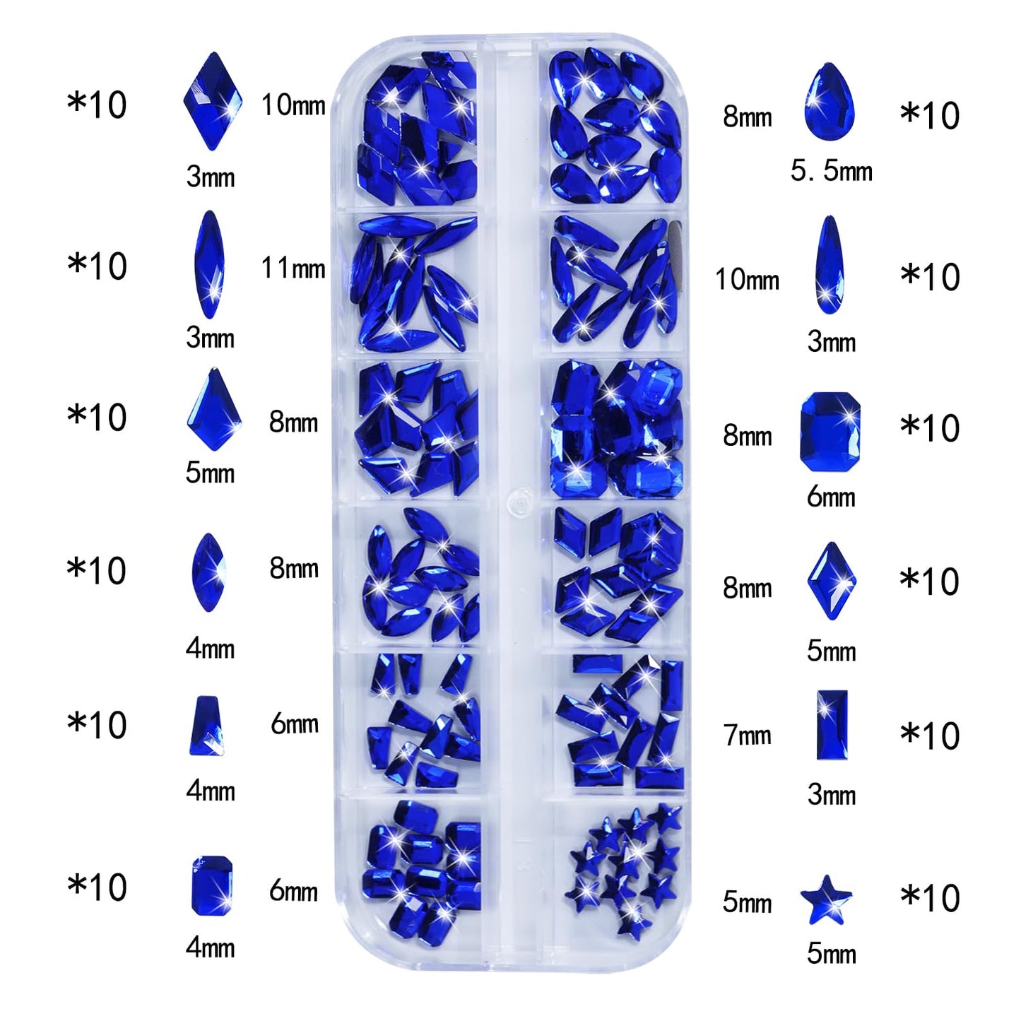 HNUIX Nail Rhinestones - 3D Multi Shape Size, Blue Nail Gems, Flat Back, with Kit, for Nail Art, DIY Decorations-BrightBean Baby