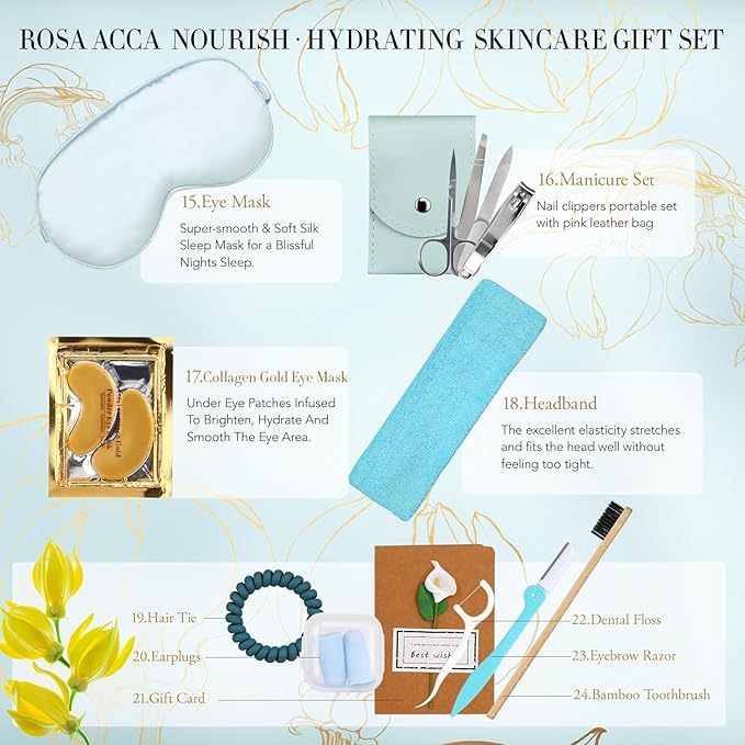 Spa Gift Set, 28pcs Ylang Facial Skin Care Set includes Face Cream, Bath Oil, Serum, Shower Accessories, Clay Mask. Bath & Body Set, Body & Facial Kit for Women & Men, Birthday, Christmas, Dad, Mom-BrightBean Baby