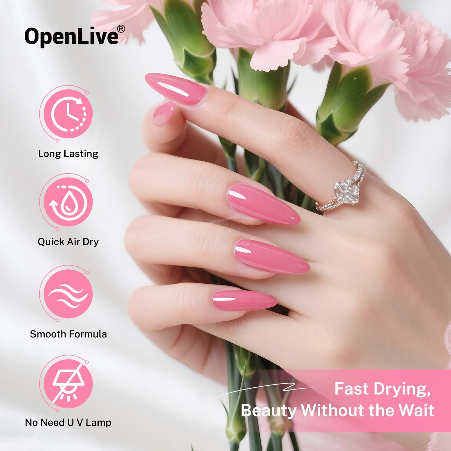 16.5ml Rose Pink Nail Polish Large Volume Quick Drying Nail Polish, Fast Drying and Long Lasting Color Nail Art DIY Home Manicure Gift for Women-BrightBean Baby